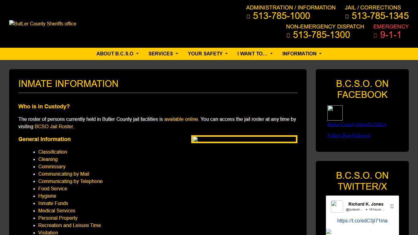 Look Up Inmate | Butler County Sheriff’s Office